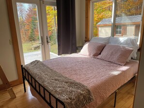 Bedroom #2 Queen bed with large windows & french doors
